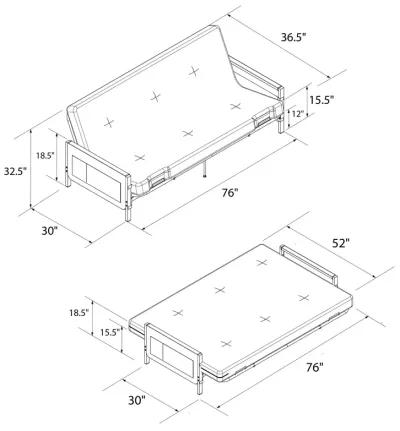 Fairview Metal Frame Storage Futon with 6 Inch Mattress