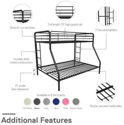 Dusty Twin over Full Metal Bunk Bed with Integrated Ladder