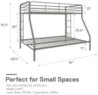 Dusty Twin over Full Metal Bunk Bed with Integrated Ladder