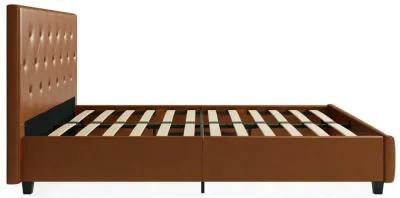 Dakota Upholstered Platform Bed With Diamond Button Tufted Heaboard