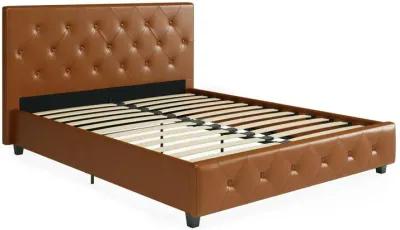 Dakota Upholstered Platform Bed With Diamond Button Tufted Heaboard