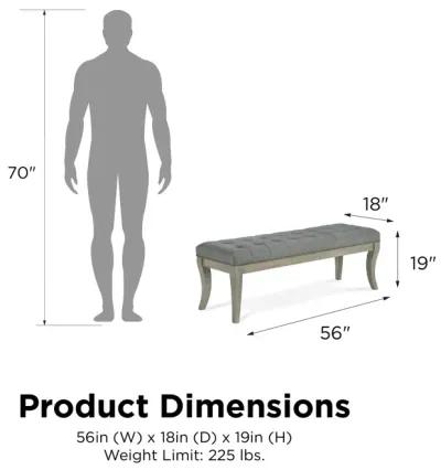 Theodore Rectangular Bench with Wood Frame and Upholstered Cushion Top