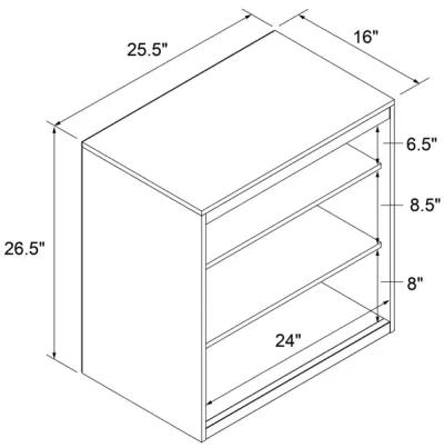 Marlowe Open Shelf Storage Unit with 3 Fixed Shelves