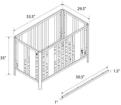 Crawford Curved Post 3 in 1 Crib with Adjustable Heights