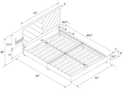 Paxson Upholstered Bed with USB Port and Wood Slats