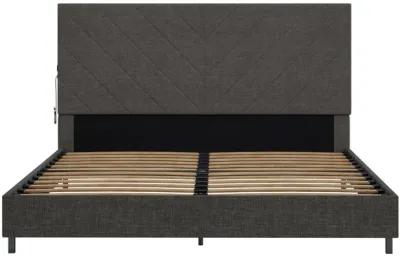 Paxson Upholstered Bed with USB Port and Wood Slats