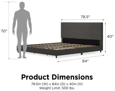 Paxson Upholstered Bed with USB Port and Wood Slats