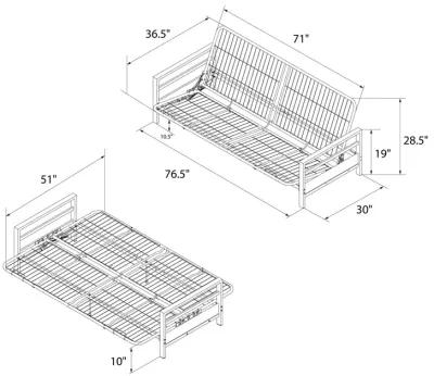 Miles Metal Futon Frame with Metal Mesh and Retainer Clips