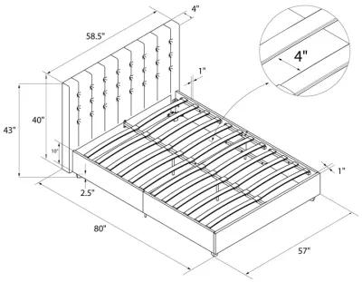 Emily Tufted Upholstered Bed with Wooden slats and Frame