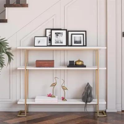 Olten Console Sofa Table with 3 Open Shelves and Metal Frame