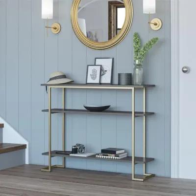 Olten Console Sofa Table with 3 Open Shelves and Metal Frame