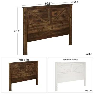 Farmington Rustic Farmhouse Queen Headboard with Decorative Panels