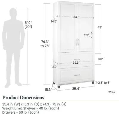 Kendall 36" Multipurpose Storage Cabinet with 5 Shelves