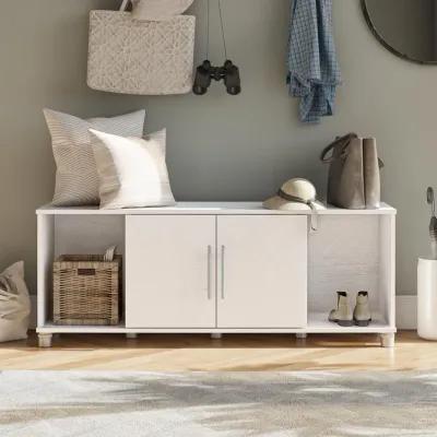 Shoe Storage Bench with 2 Open and 2 Closed Storage Compartments