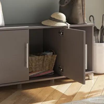 Shoe Storage Bench with 2 Open and 2 Closed Storage Compartments