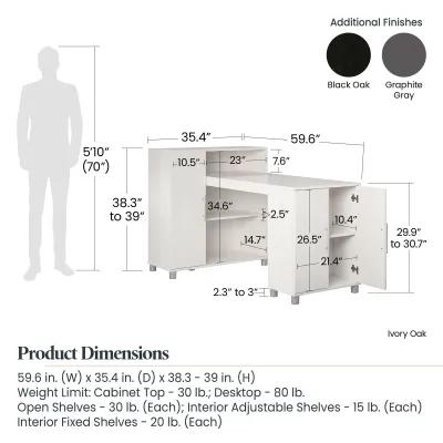 Camberly Hobby and Craft Desk with Storage Cabinet