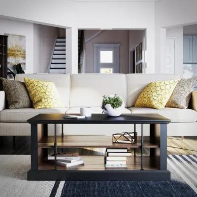 Hoffman Two-Toned Rustic Coffee Table with 2 Shelves