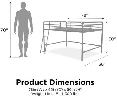 Jett Junior Full Metal Loft Bed with 3 Step Ladder