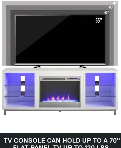 Lumina Fireplace TV Stand for TVs up to 70 Inch with 7 Color LED Lights