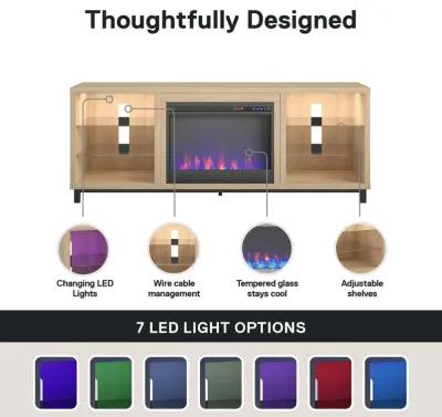 Lumina Fireplace TV Stand for TVs up to 70 Inch with 7 Color LED Lights