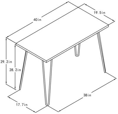 Owen Retro Computer Desk with Large Worksurface and Hairpin Legs