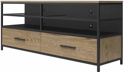 Structure Mixed Media TV Stand with 4 Shelves and 2 Drawers for TVs up to 60 Inches