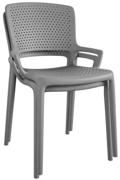 Outdoor/Indoor Stacking Resin Chair with Square Back and Arms, Set of 2