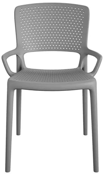 Outdoor/Indoor Stacking Resin Chair with Square Back and Arms, Set of 2