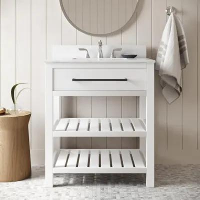 Camden Bathroom Vanity with Ceramic Sink and Metal Towel Rack