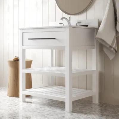 Camden Bathroom Vanity with Ceramic Sink and Metal Towel Rack