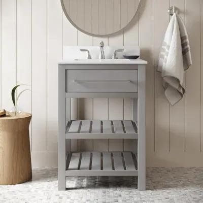 Camden Bathroom Vanity with Ceramic Sink and Metal Towel Rack