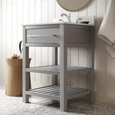 Camden Bathroom Vanity with Ceramic Sink and Metal Towel Rack