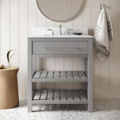 Camden Bathroom Vanity with Ceramic Sink and Metal Towel Rack