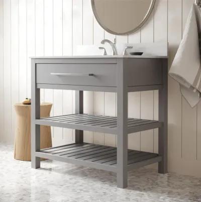 Camden Bathroom Vanity with Ceramic Sink and Metal Towel Rack