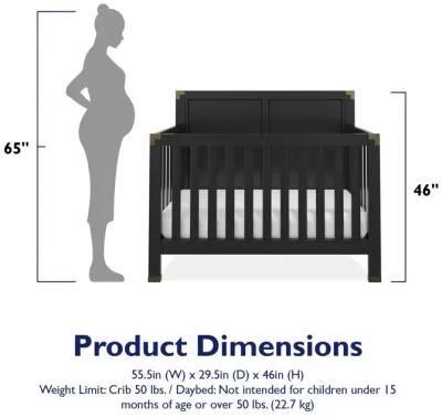 Miles 5 in 1 Convertible Crib with Brass Finished Accents