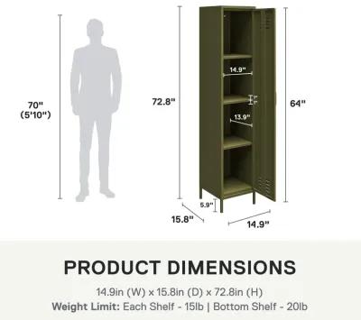 Shadwick 1 Door Tall Single Metal Locker Style Storage Cabinet