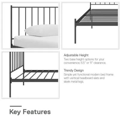 Ares Metal Bed with Adjustable Height Frame for Additional Under Bed Storage