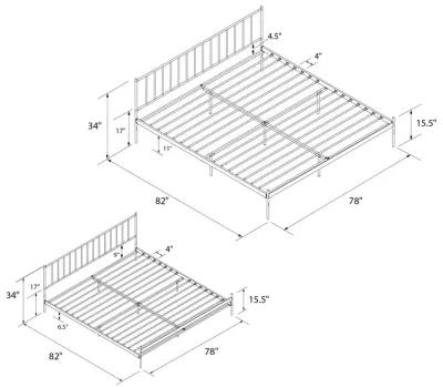 Ares Metal Bed with Adjustable Height Frame for Additional Under Bed Storage