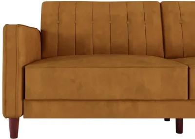 Pin Tufted Transitional Futon with Vertical Stitching and Button Tufting