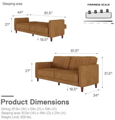 Pin Tufted Transitional Futon with Vertical Stitching and Button Tufting