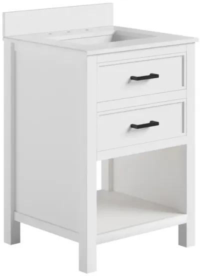 Maine 24 Inch Bathroom Vanity with Carrera Countertop and Rectangular Ceramic Sin