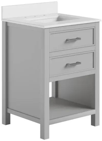 Maine 24 Inch Bathroom Vanity with Carrera Countertop and Rectangular Ceramic Sin