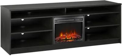 Hendrix 75 Inch TV Stand with Electric Fireplace Insert and 6 Shelves