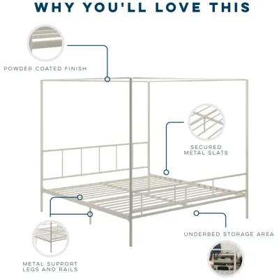 Marion Four Poster Metal Canopy Bed with Soft Clean Lines