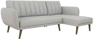 Brittany Sectional Futon Sofa with Vertical Channel Tufting and Curved Armrests