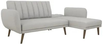 Brittany Sectional Futon Sofa with Vertical Channel Tufting and Curved Armrests