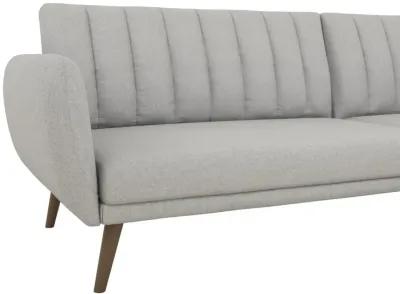 Brittany Sectional Futon Sofa with Vertical Channel Tufting and Curved Armrests