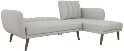 Brittany Sectional Futon Sofa with Vertical Channel Tufting and Curved Armrests