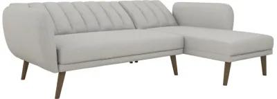 Brittany Sectional Futon Sofa with Vertical Channel Tufting and Curved Armrests