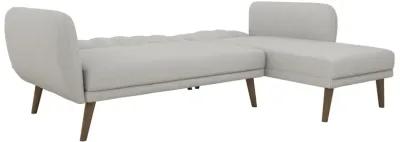 Brittany Sectional Futon Sofa with Vertical Channel Tufting and Curved Armrests